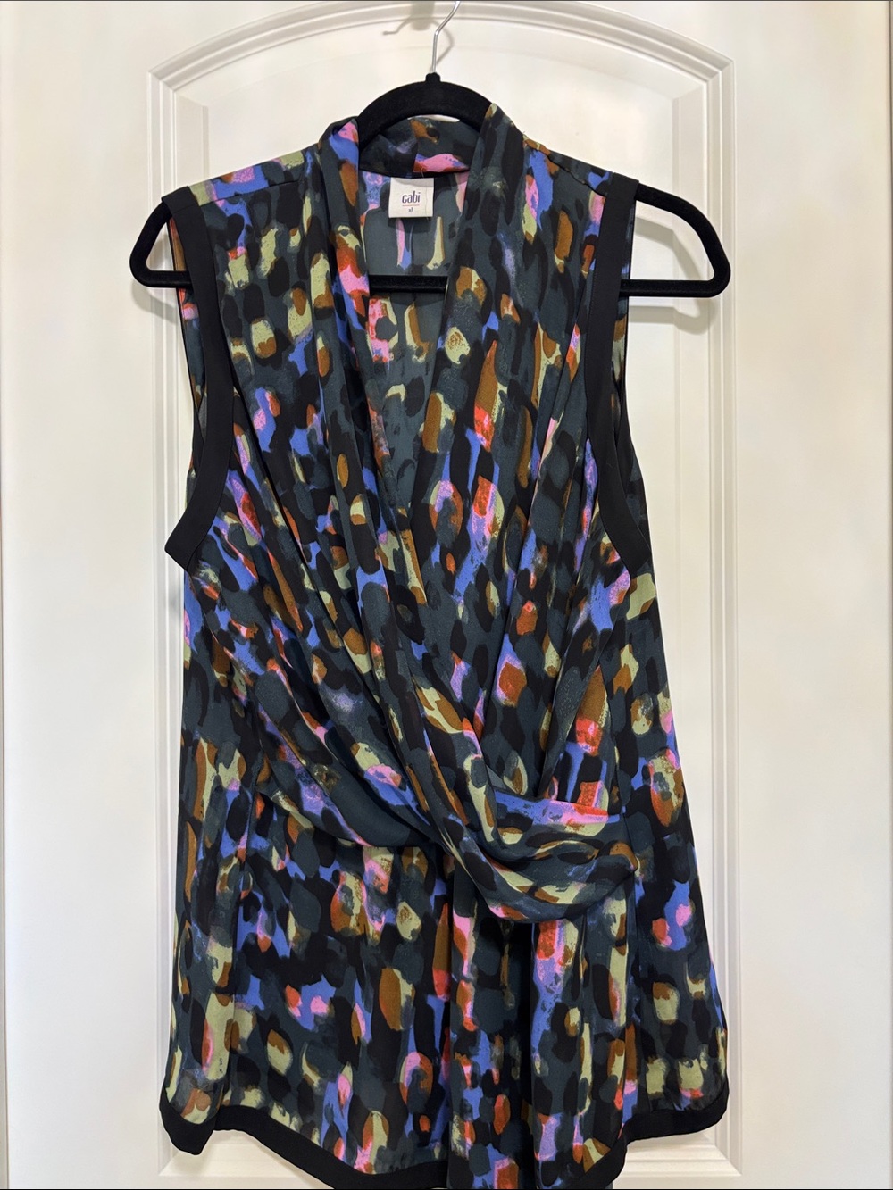 CAbi flaunt blouse Multicolor Drape-Front Sleeveless Blouse - Black Base